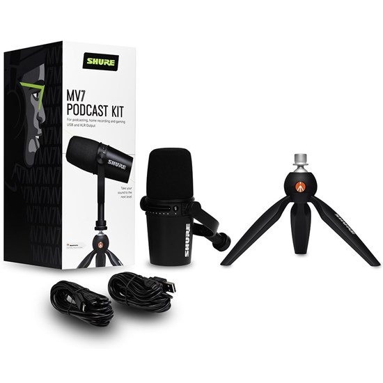 Shure Motiv MV7 Podcast Kit w/ MV7 USB/XLR Microphone & Manfrotto PIXI Mini Tripod