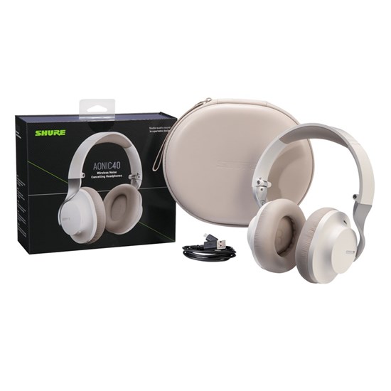 Shure Aonic 40 Wireless Noise Cancelling Headphones w/ Studio Quality Sound (White)