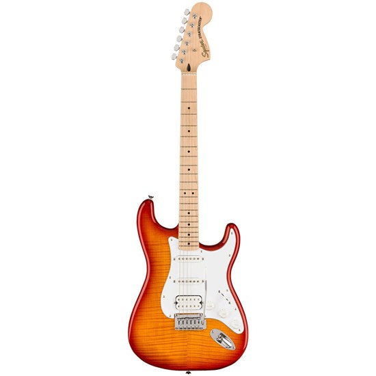 Squier Affinity Stratocaster FMT HSS Maple Board White Pickguard (Sienna Sunburst)