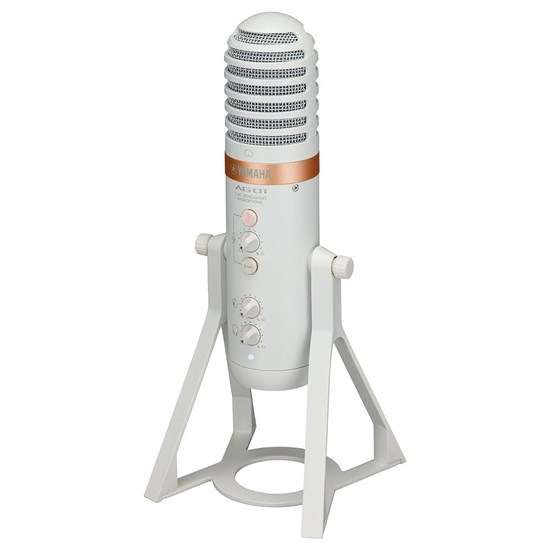 Yamaha AG01B USB Microphone for Live Streaming w/ High-Performance Mixer (White)