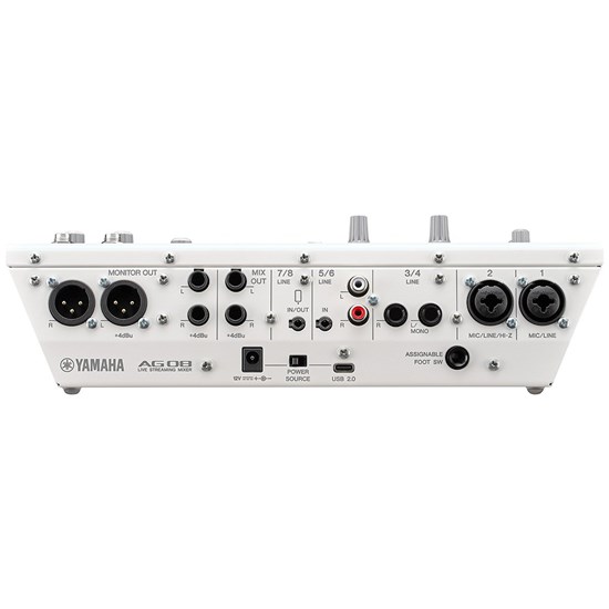 Yamaha AG08 8-Channel Live Streaming Mixer w/ USB Audio Interface (White)