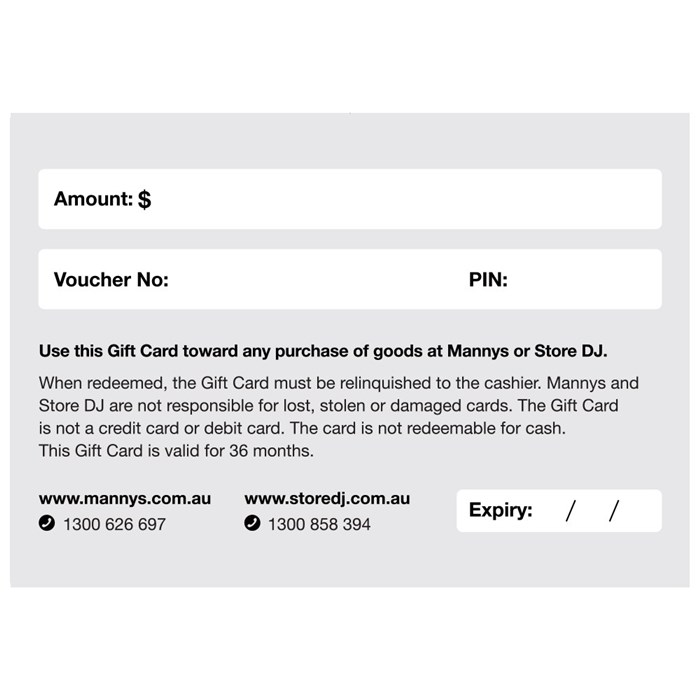 Mannys & Store DJ Gift Voucher - $25