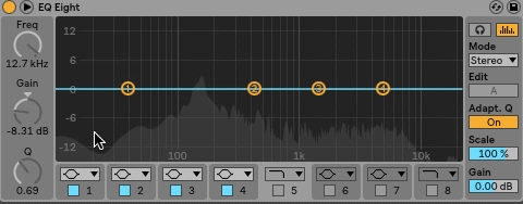 Example of Hi and Lo pass filters on EQ