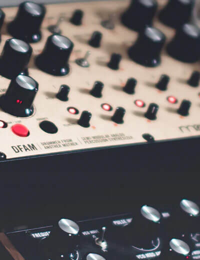 Close up on Moog DFAM synth